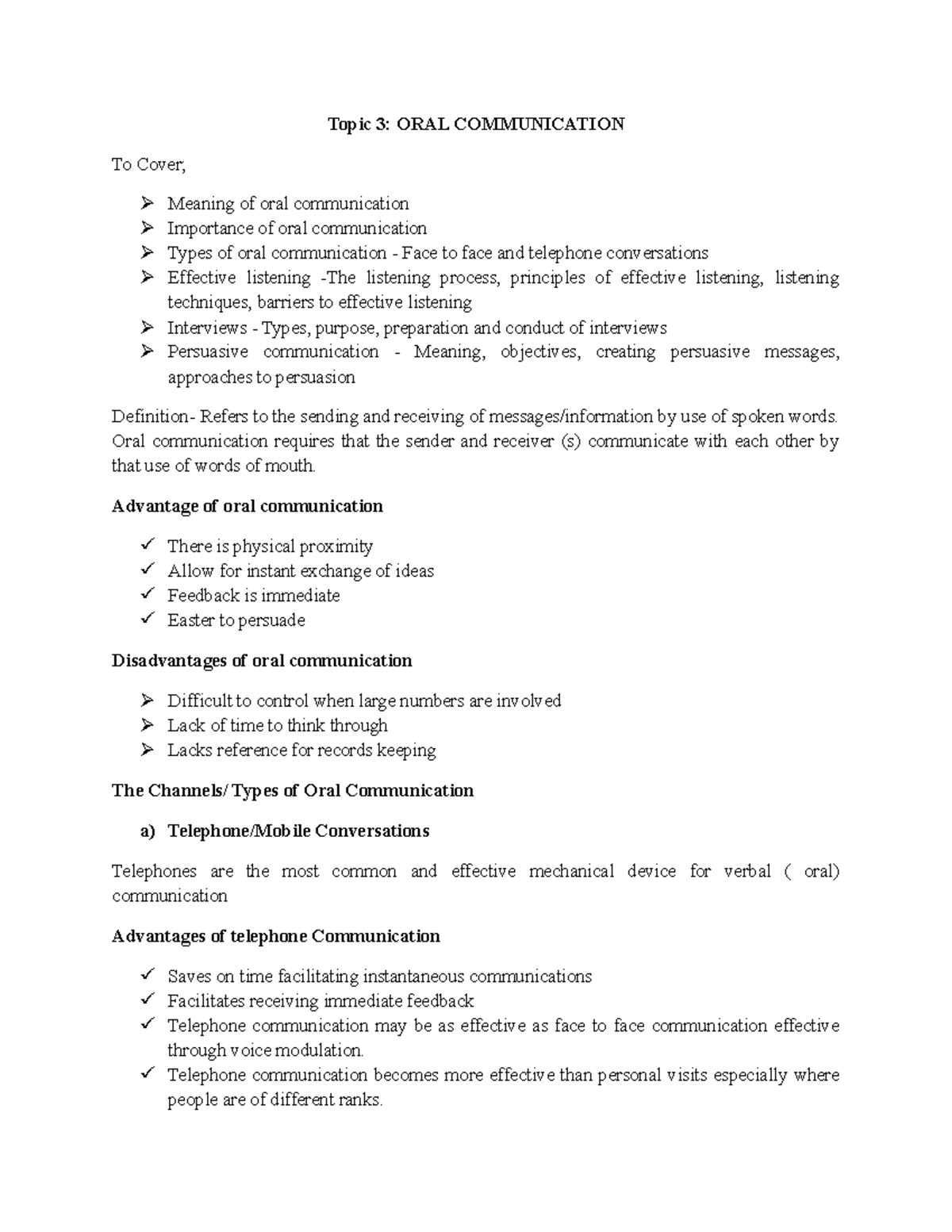 Disadvantages Of Oral Communication