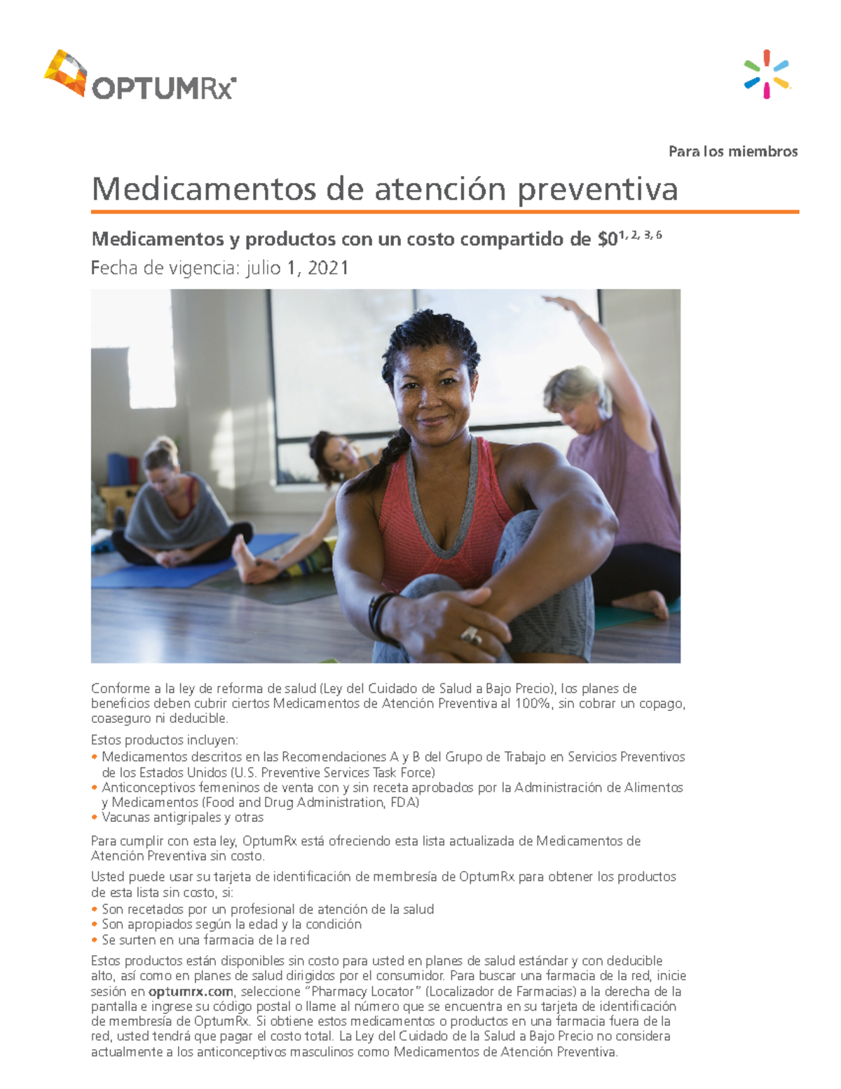 Optum Rx Preventive Care Medications Spanish 2021 Para los miembros