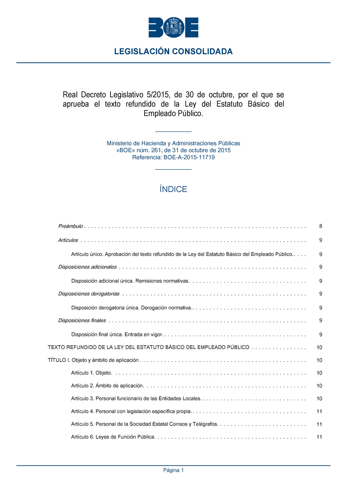 BOE A 2015 11719 Consolidado - Real Decreto Legislativo 5/2015, De 30 ...