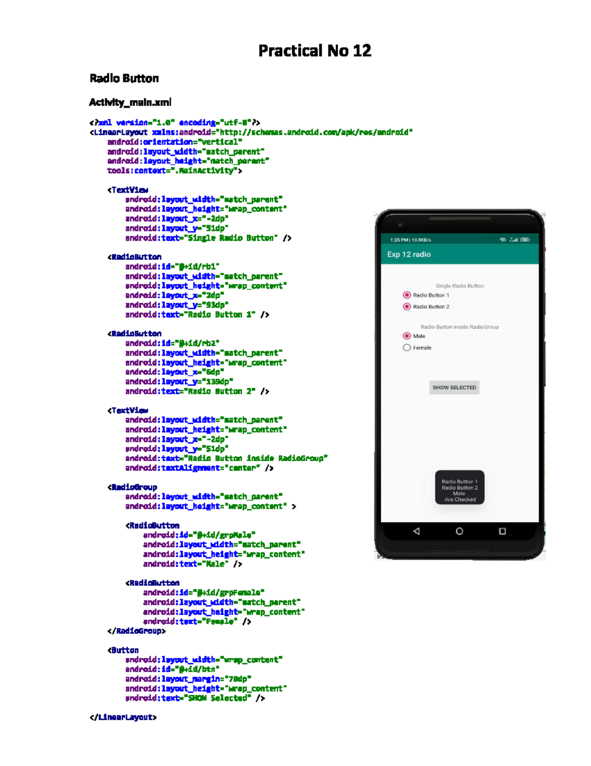Practical 12 - hello - Mobile application development - Studocu