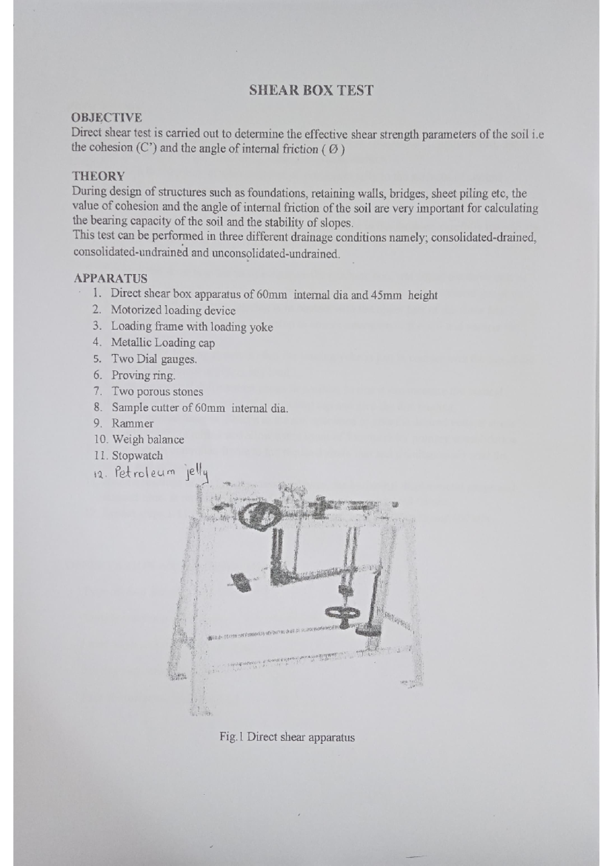 Soil mech lab manual - SHEAR BOX TEST OBJECTIVE Direct shear test is ...