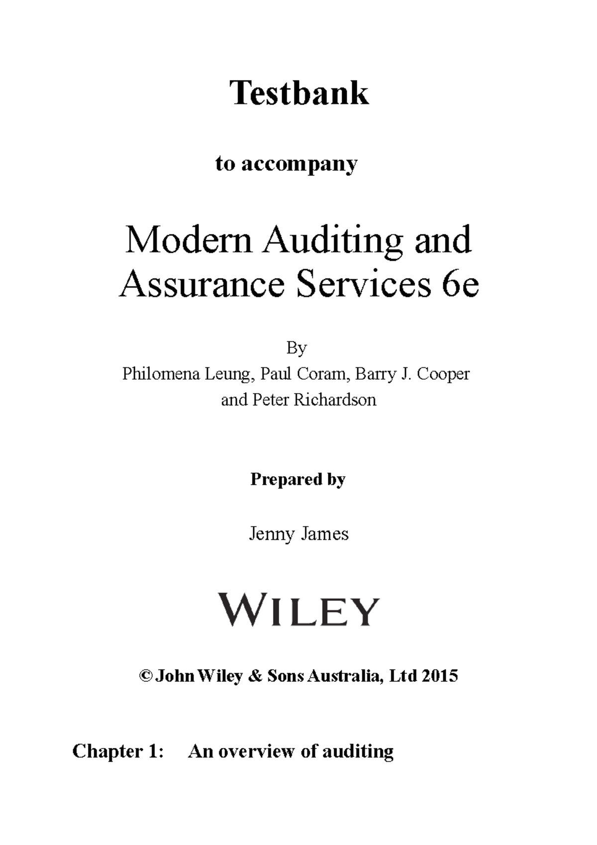 Ch01 Tb Leung 6e - Chapter 1 6e - Testbank To Accompany Modern Auditing ...