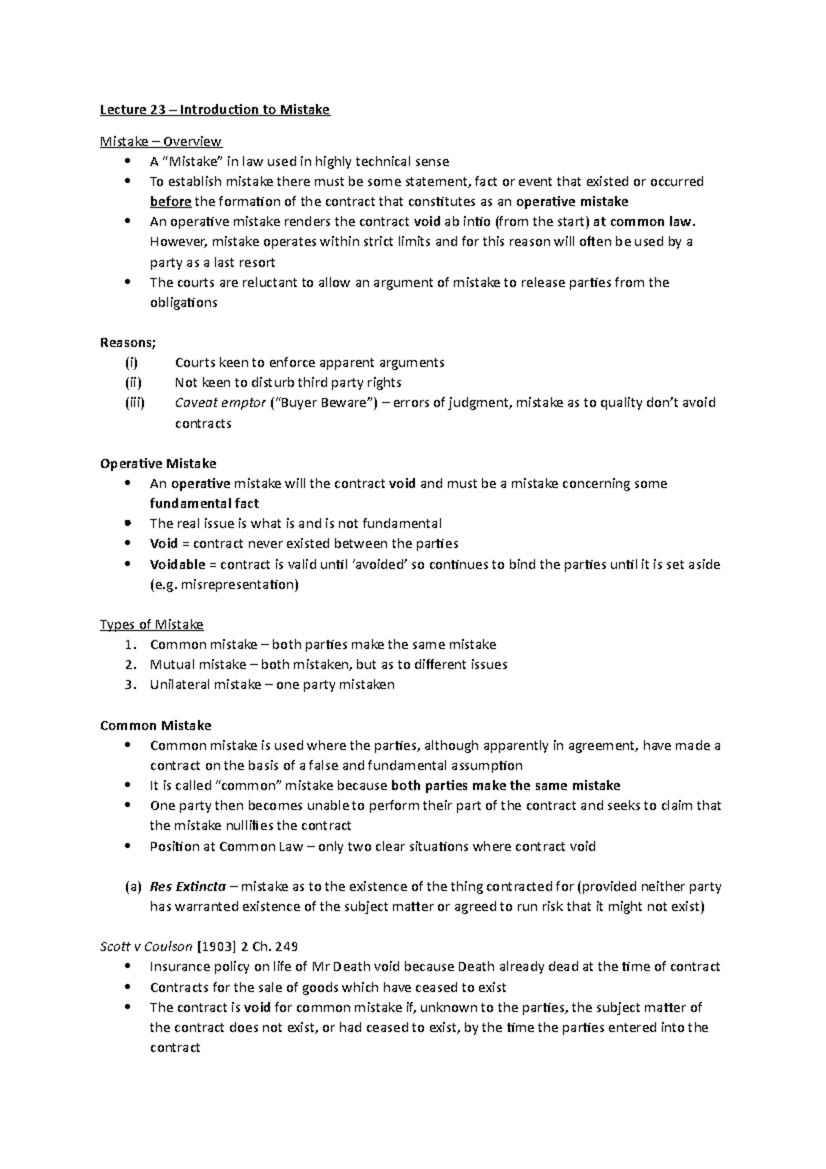 Lecture 23 - Lecture 23 – Introduction to Mistake Mistake – Overview A ...