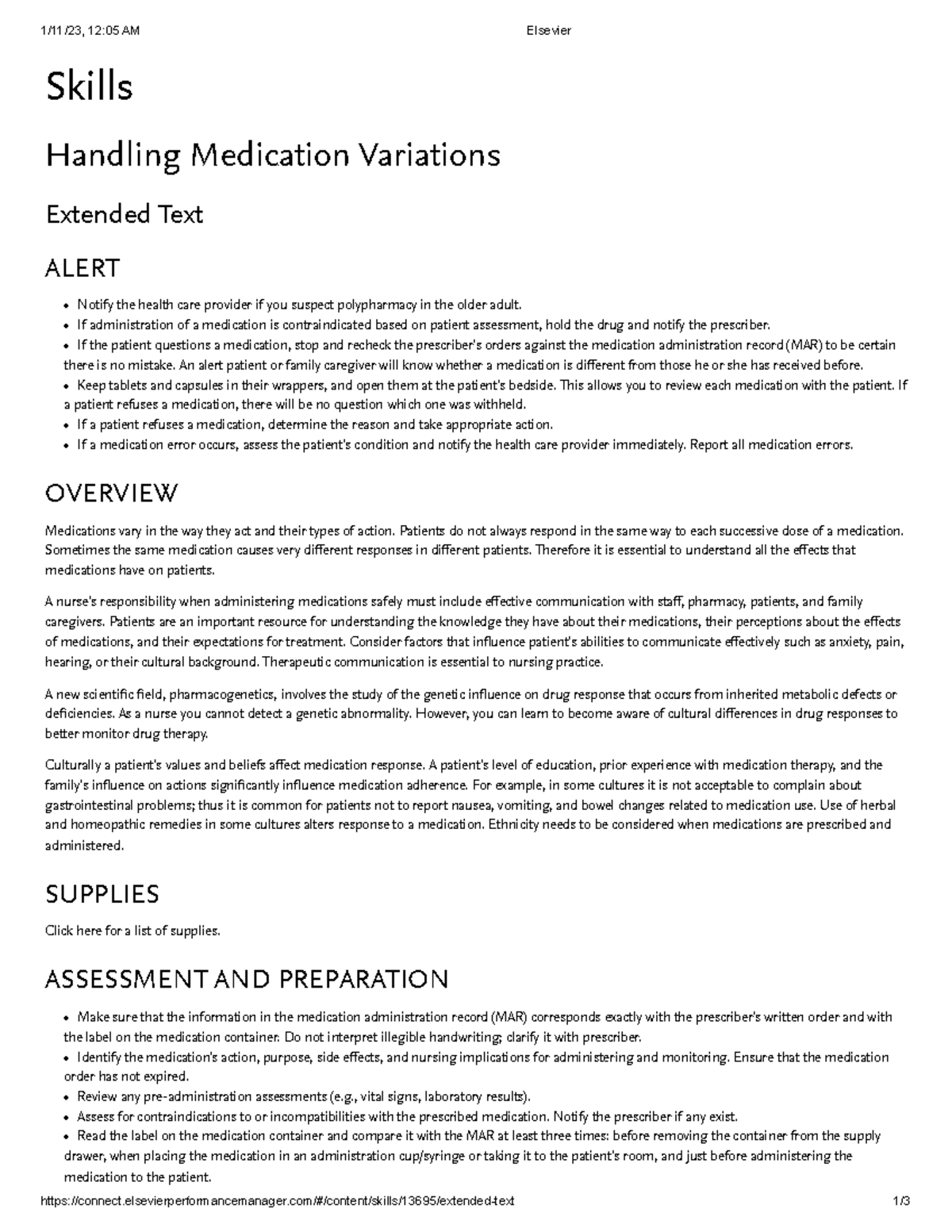 Handling Medication Variations 1/11/23, 1205 AM Elsevier Studocu