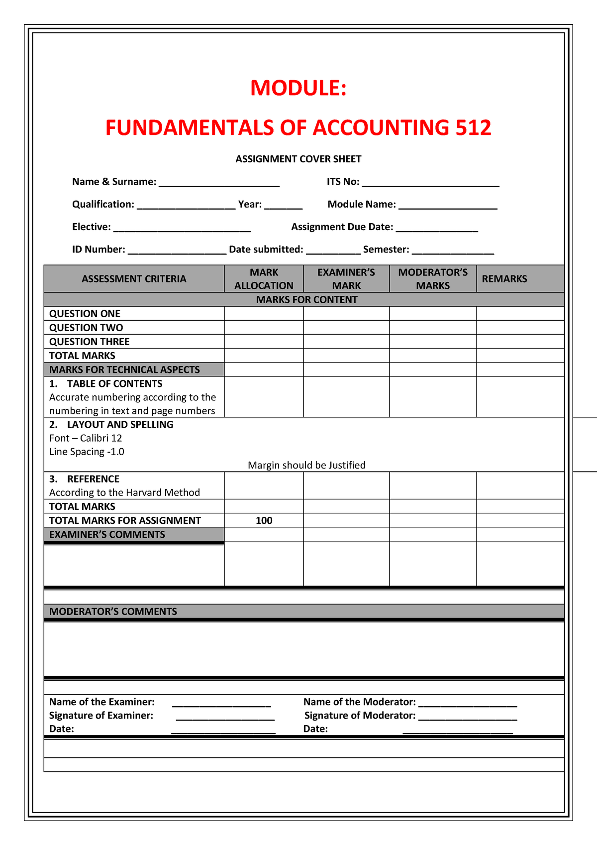 accounting 512 assignment answers