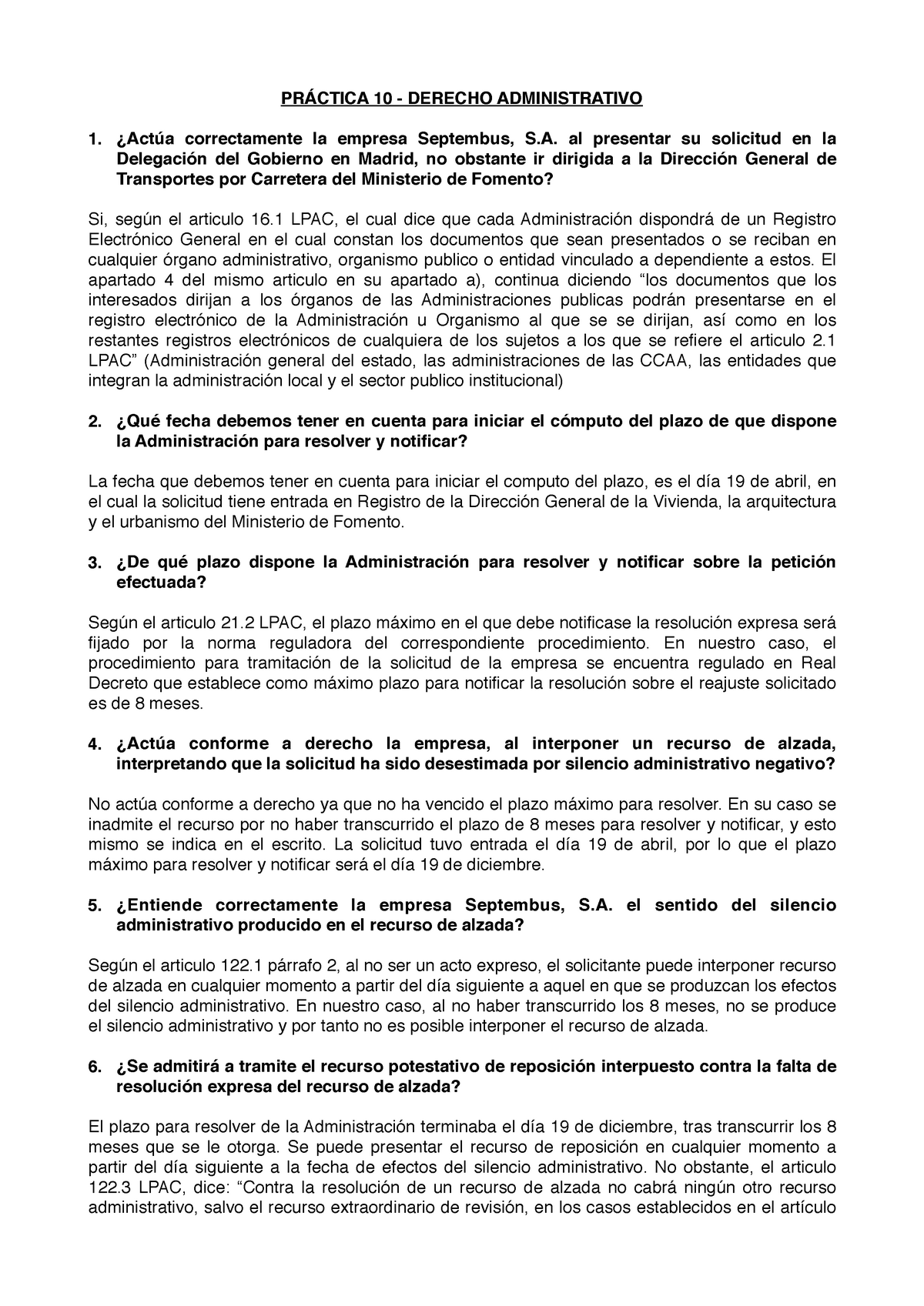 PrÁ Ctica 10 Da Dmpdf PrÁctica 10 Derecho Administrativo 1 ¿actúa Correctamente La Empresa 9741