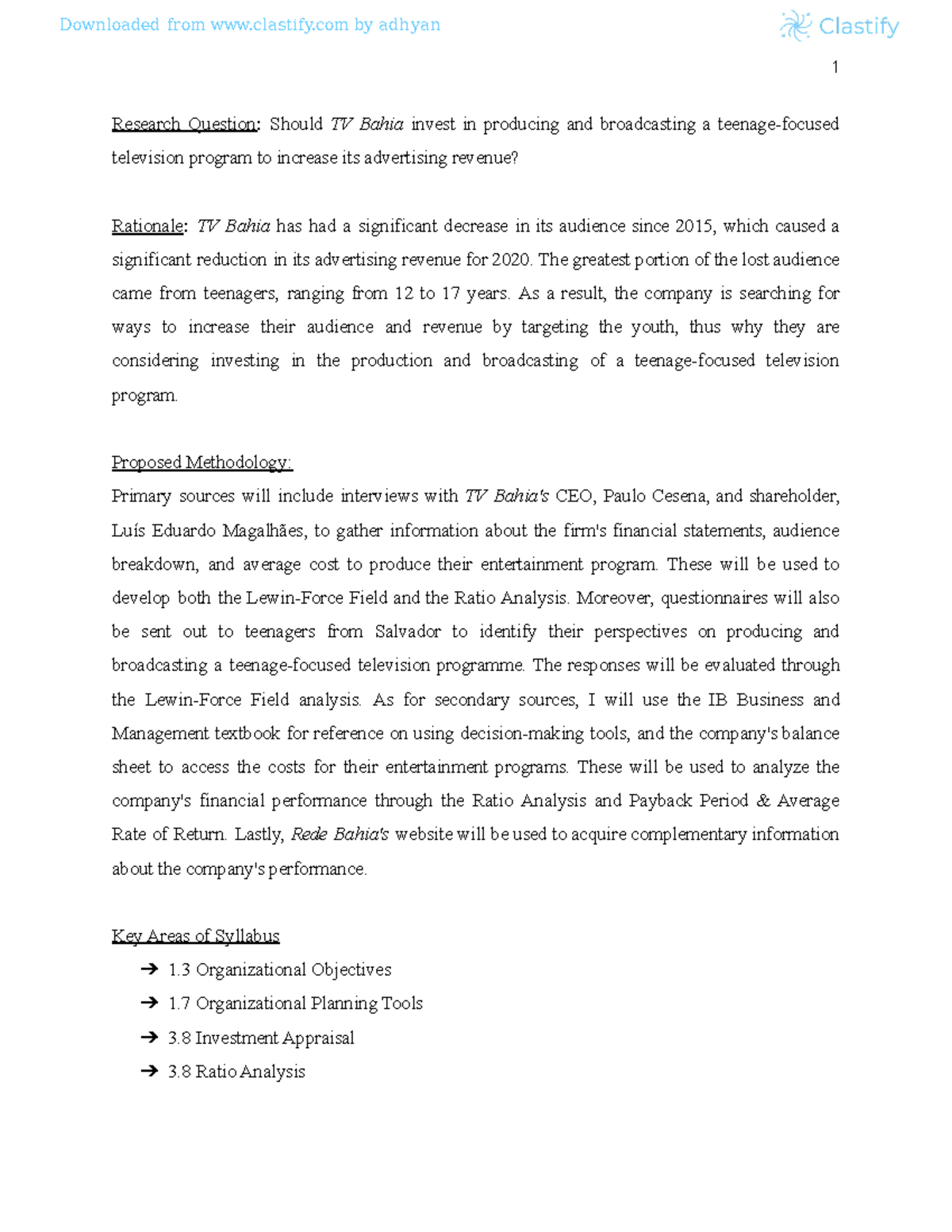 Should TV Bahia invest in producing and broadcasting a teenage-focused ...