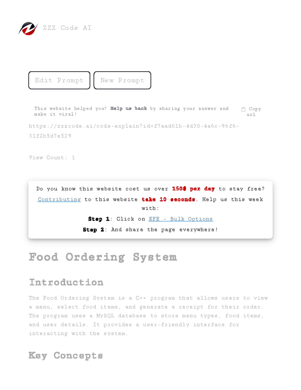 Cpp project - Edit Prompt New Prompt This website helped you? Help us ...
