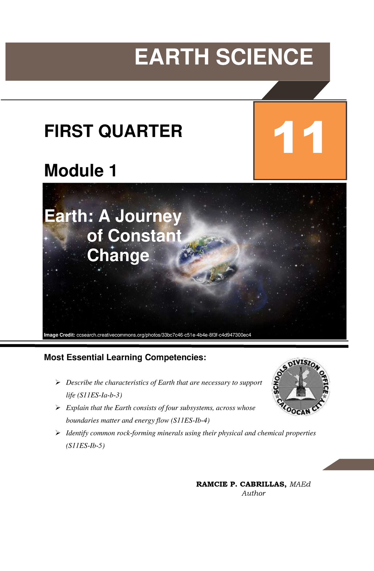 Earth Science Week 1 - EARTH SCIENCE FIRST QUARTER Module 1 Earth: A ...