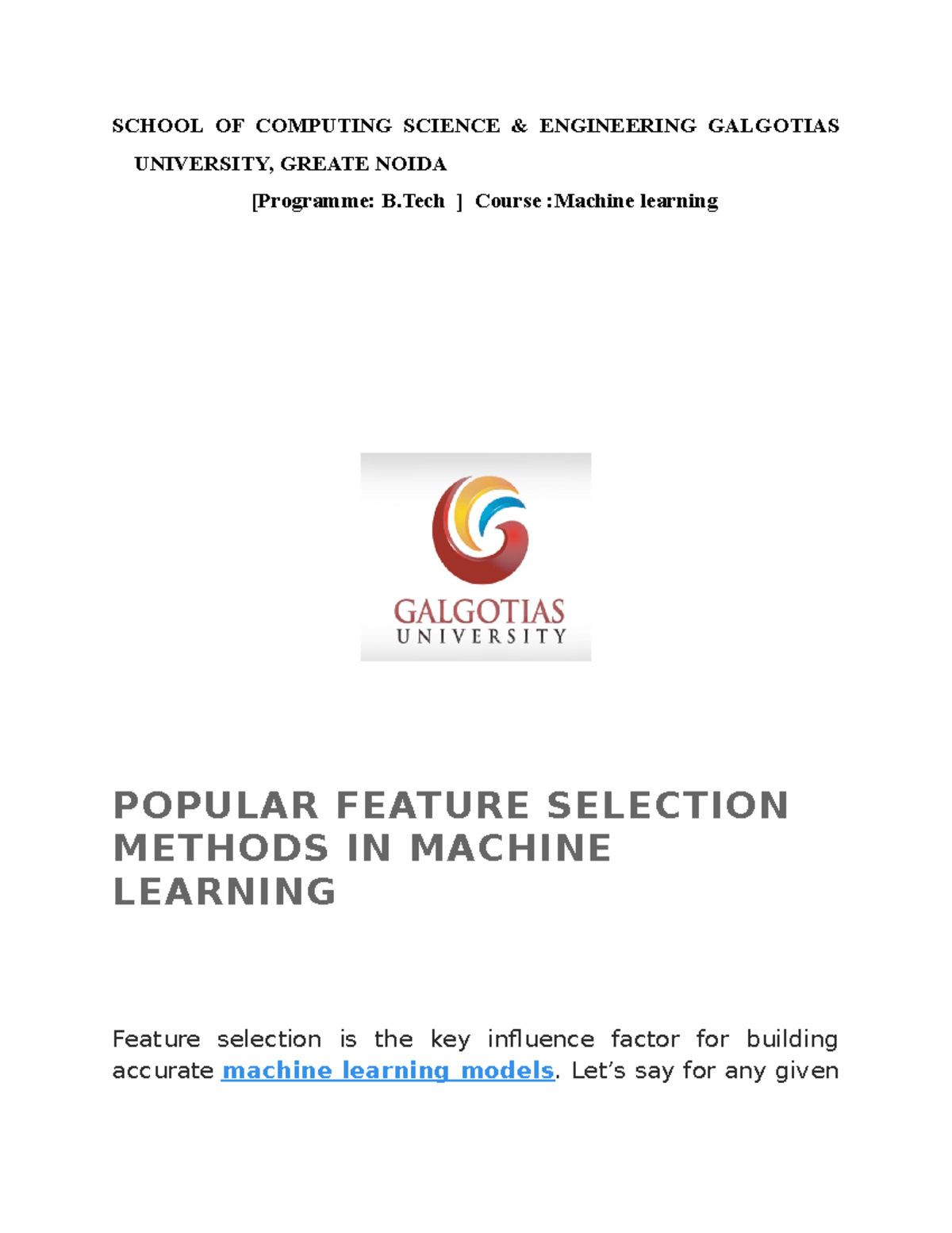 Feature Selection Methods IN Machine Learning - SCHOOL OF COMPUTING ...