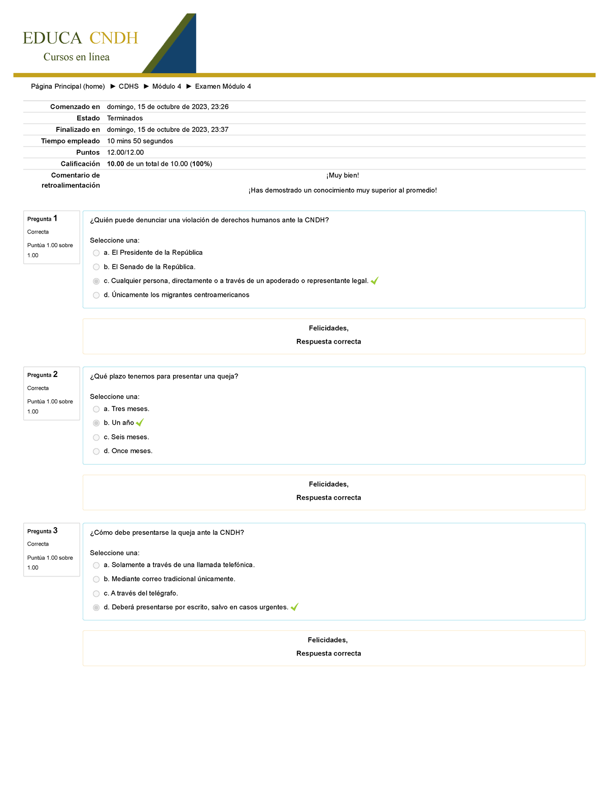 Examen Módulo 4 - Ideas Principales Sobre El Tema De Los Derechos ...