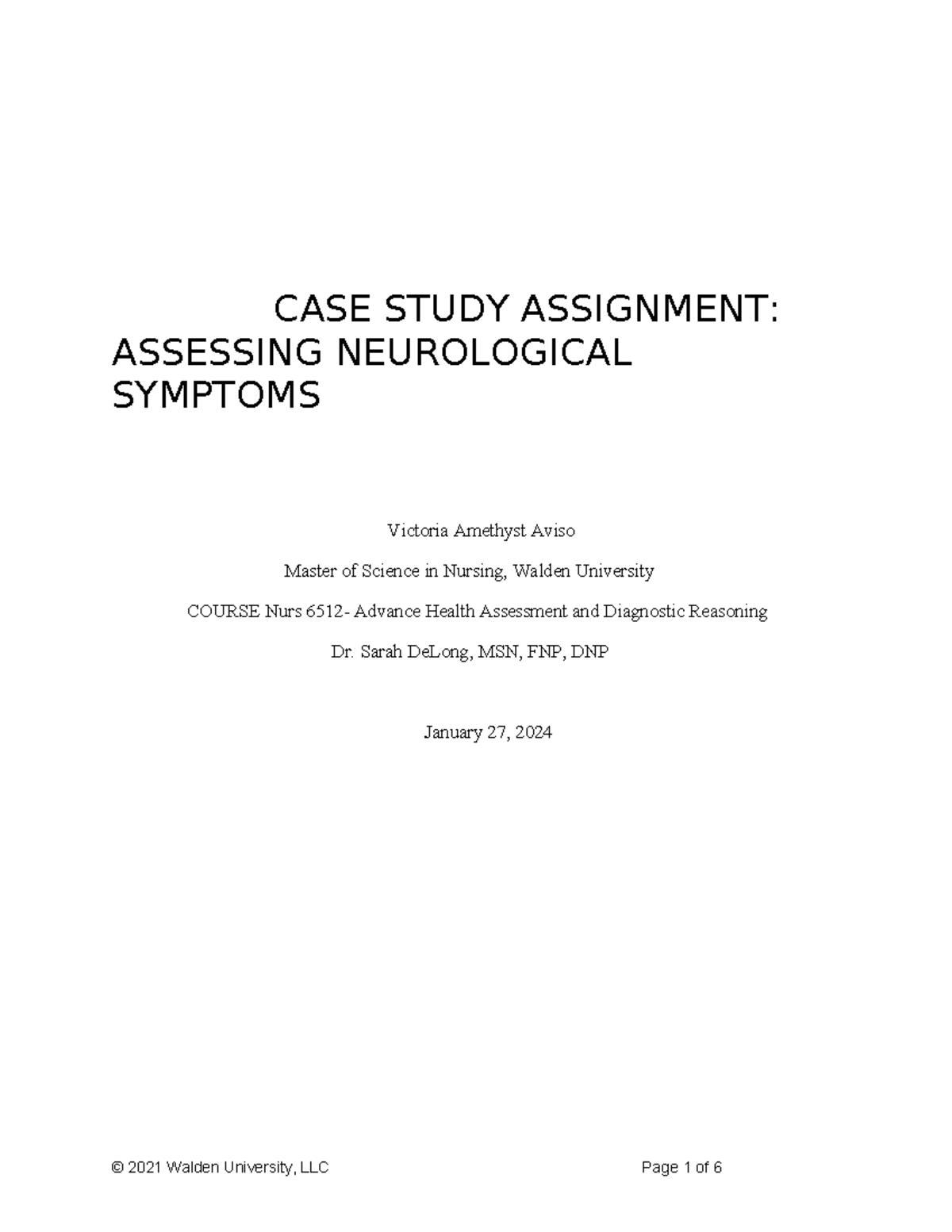 neurological assessment assignment