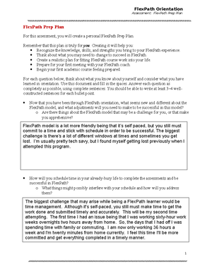 FPO6001 - Flex Path 2.0 Orientation Assessment 1 - FlexPath Prep Plan ...