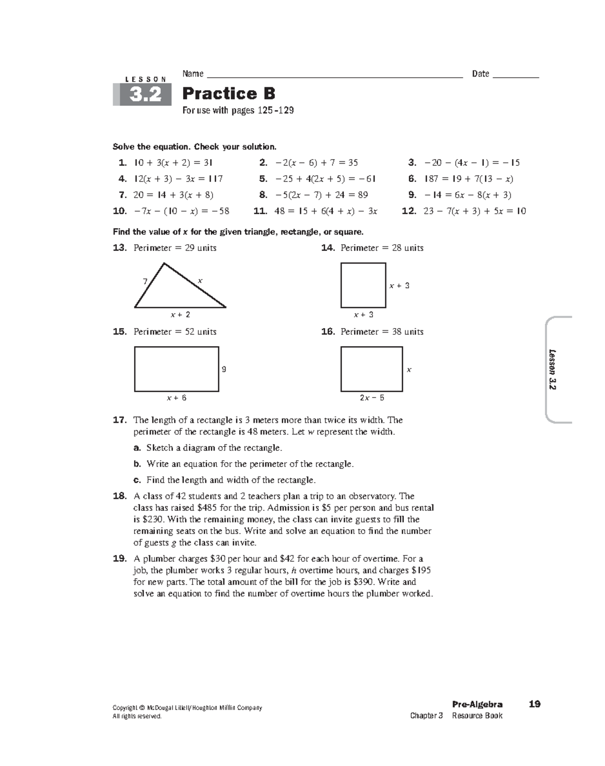 3.2 Prac B - Math - Copyright © McDougal Littell/Houghton Mifflin ...