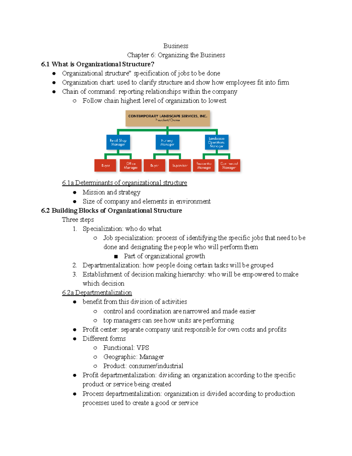 what are the three main factors addressed in a business plan chapter 6