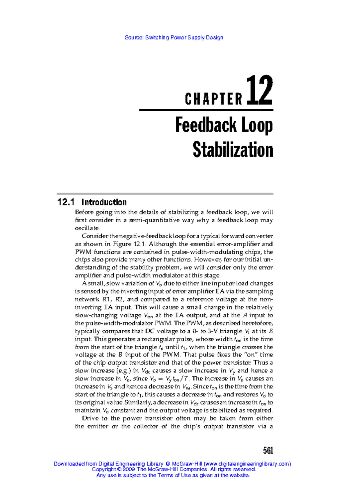 Switching power supply designPressman600644 CHAPTER 12 Feedback