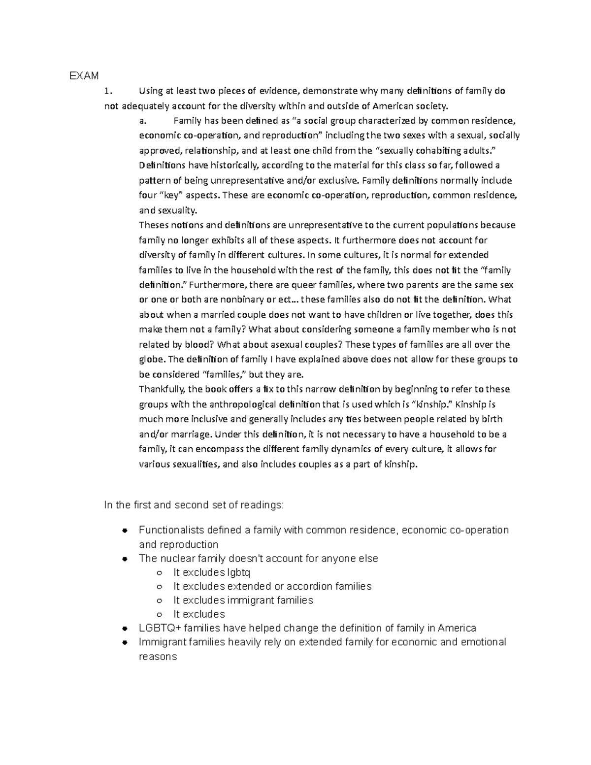 Sociology of the Family Exam 1 Notes - EXAM Using at least two pieces ...