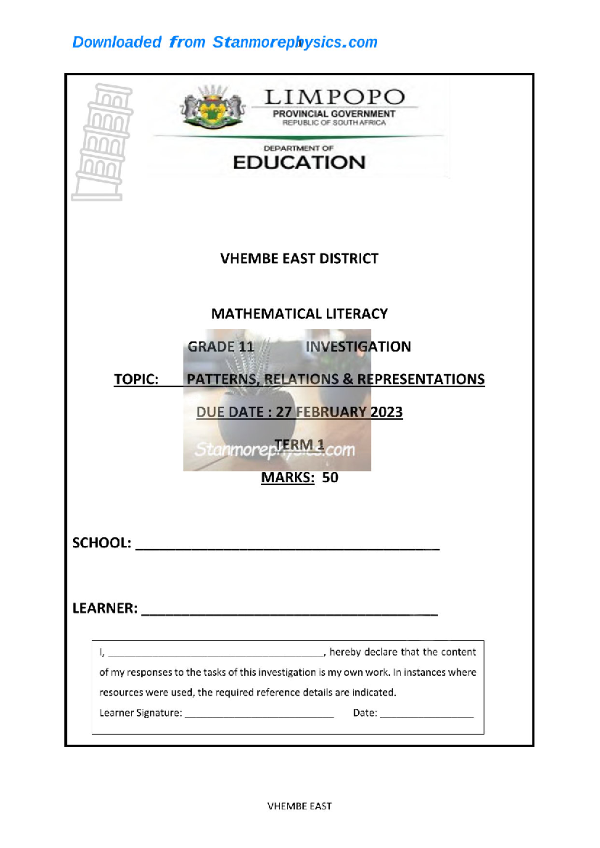 maths literacy grade 11 assignment 2023