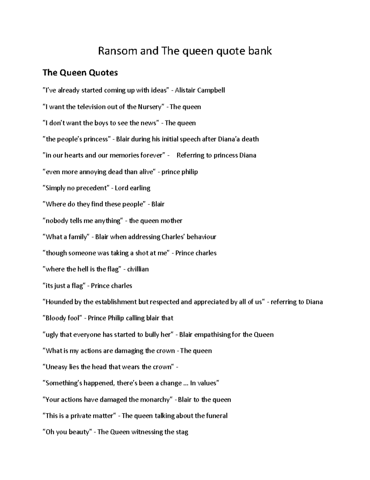 ransom and the queen comparative essay example