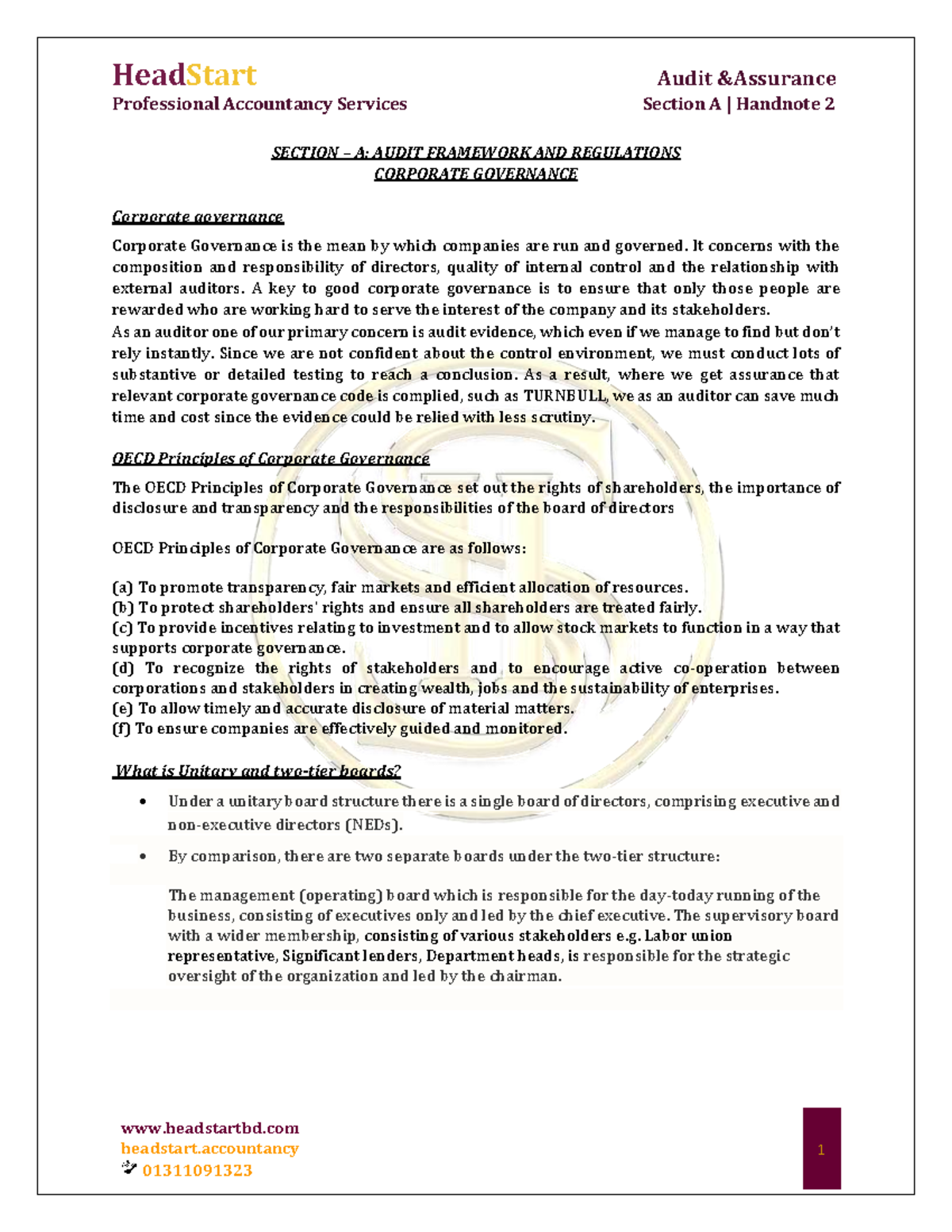 HS AA Handout 2 Section A - Professional Accountancy Services Section A ...