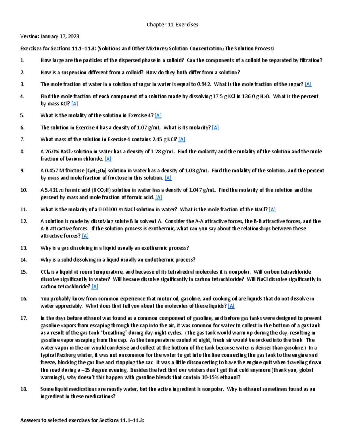 General Chemistry,Zaugg,Chapter 11 Exercises - Chapter 11 Exercises ...
