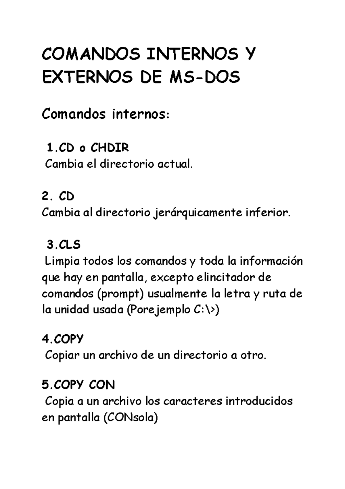 Comandos Internos Y Externos DE MS - COMANDOS INTERNOS Y EXTERNOS DE MS ...