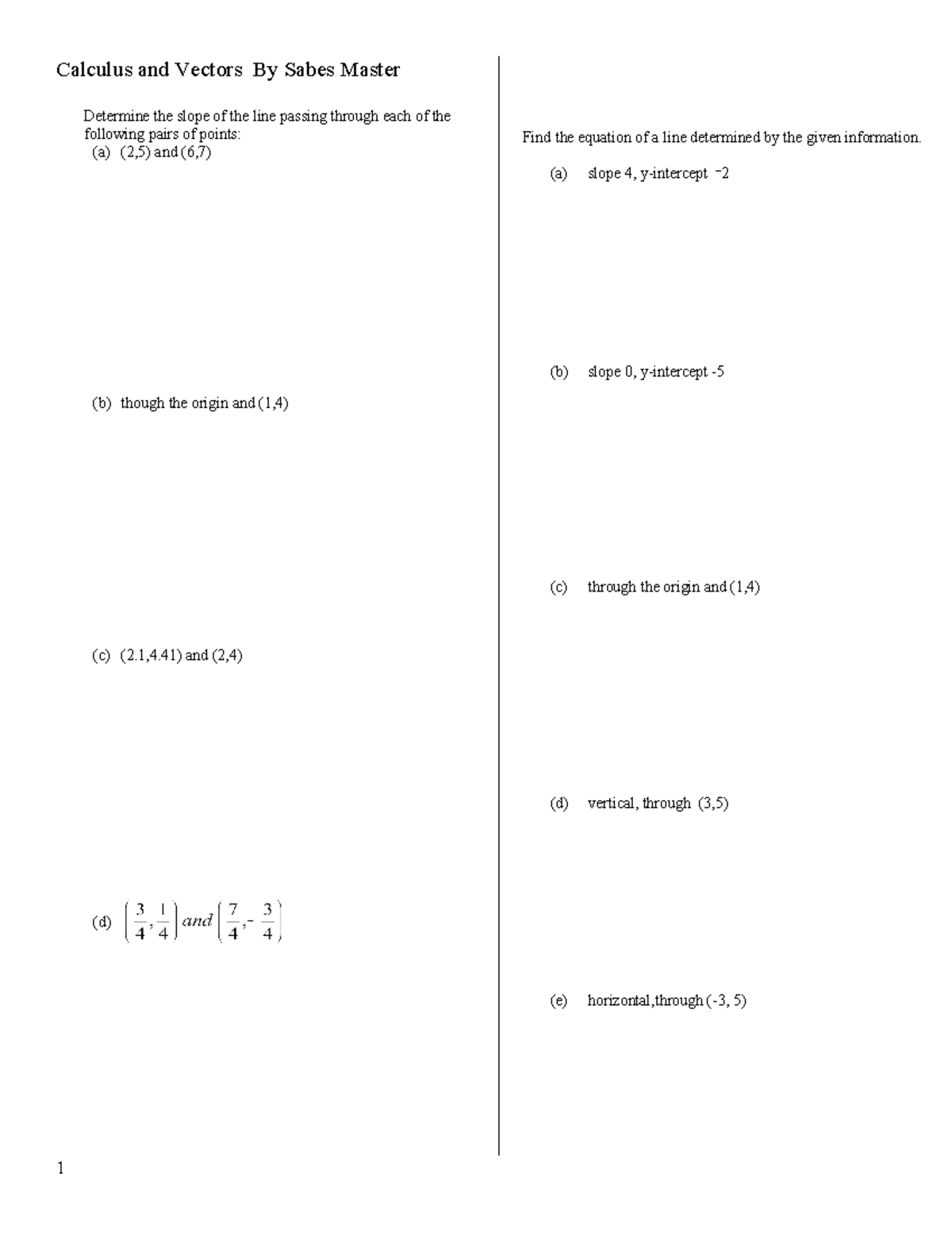 Work Book -Own - Pratice Material - Calculus and Vectors By Sabes ...