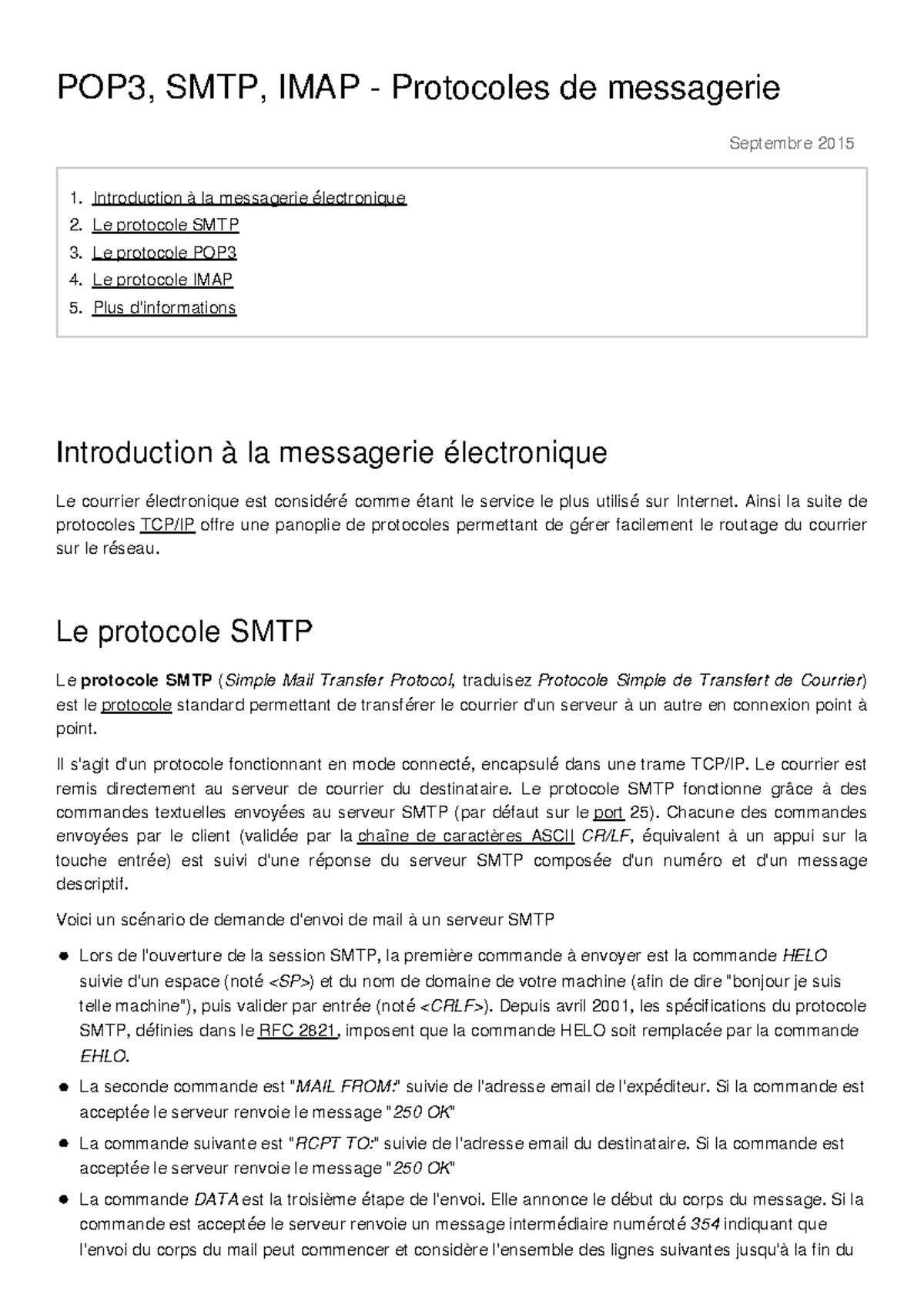 Pop3 Smtp Imap Protocoles De Messagerie - Septembre 2015 POP3, SMTP ...