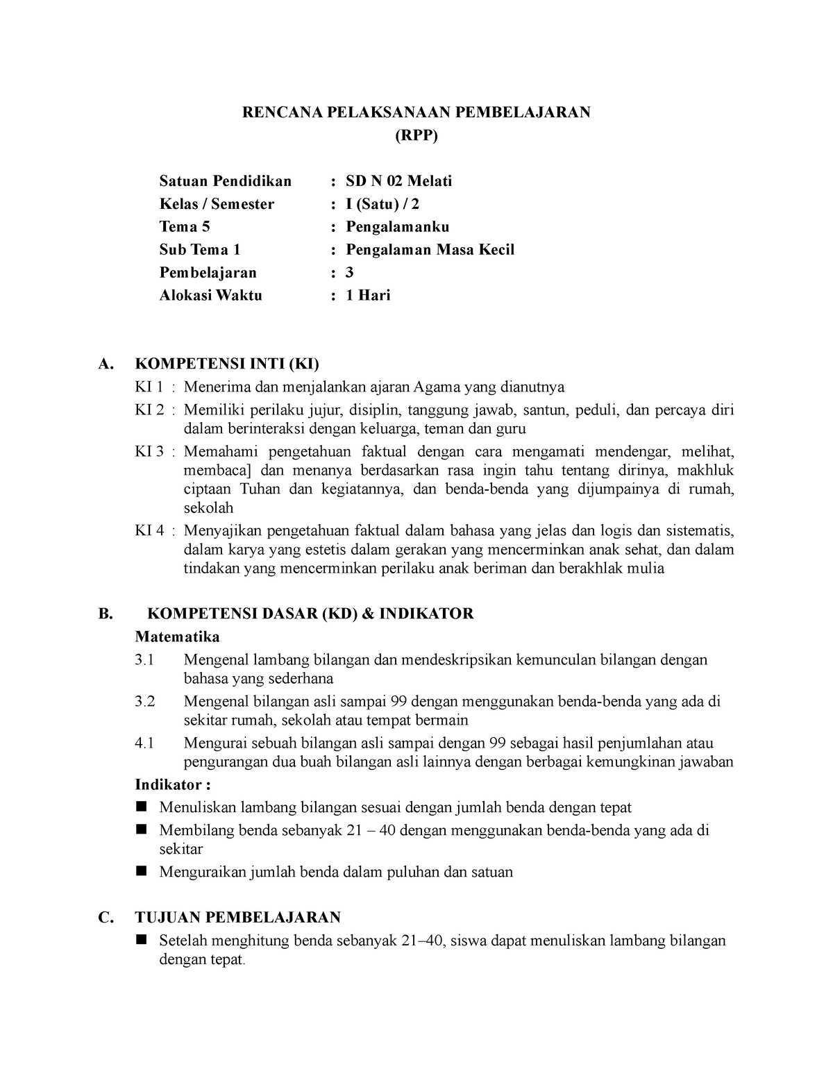 RPP - RENCANA PELAKSANAAN PEMBELAJARAN - RENCANA PELAKSANAAN ...