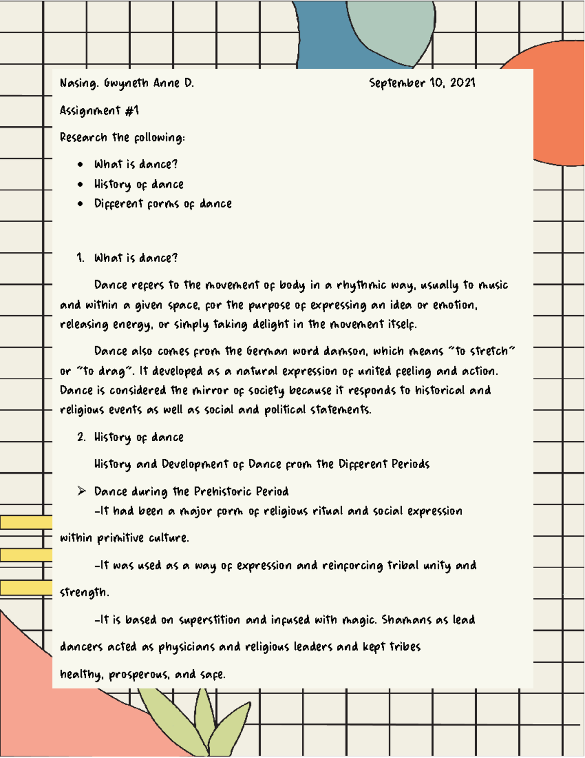 Nasing Gwyneth ANNE Assignment 1 - DANCE - Nasing. Gwyneth Anne D ...