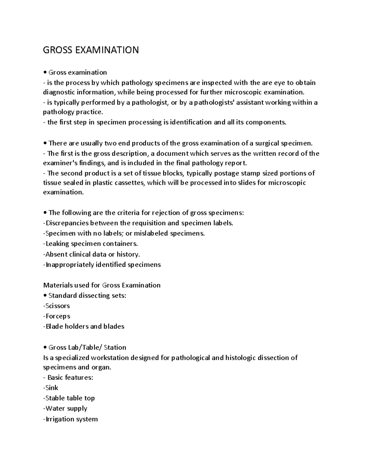 Gross Examination Lecture notes 6 GROSS EXAMINATION Gross
