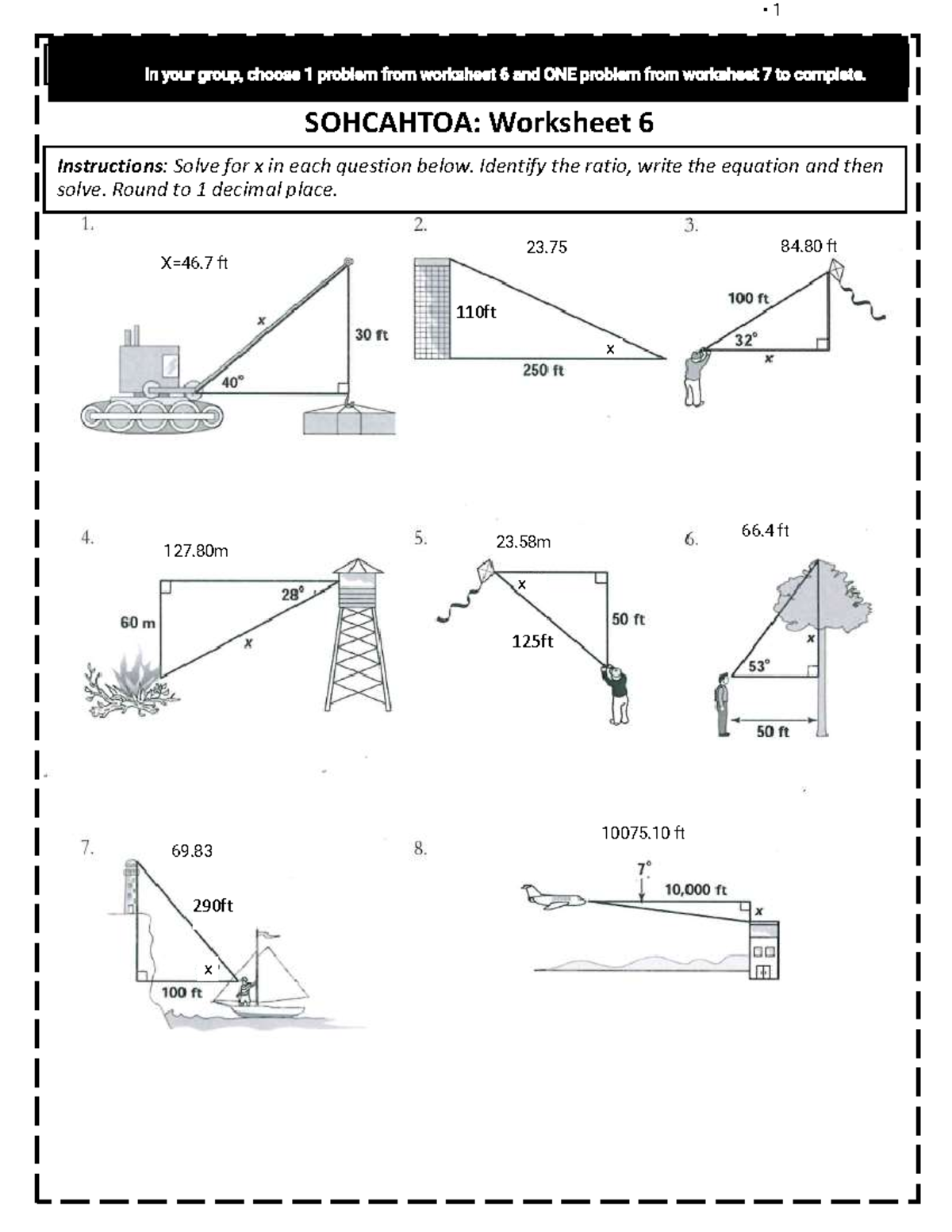 Aiden Marcelin Word Problems ( Sohcahtoa) SOHCAHTOA Worksheet 6