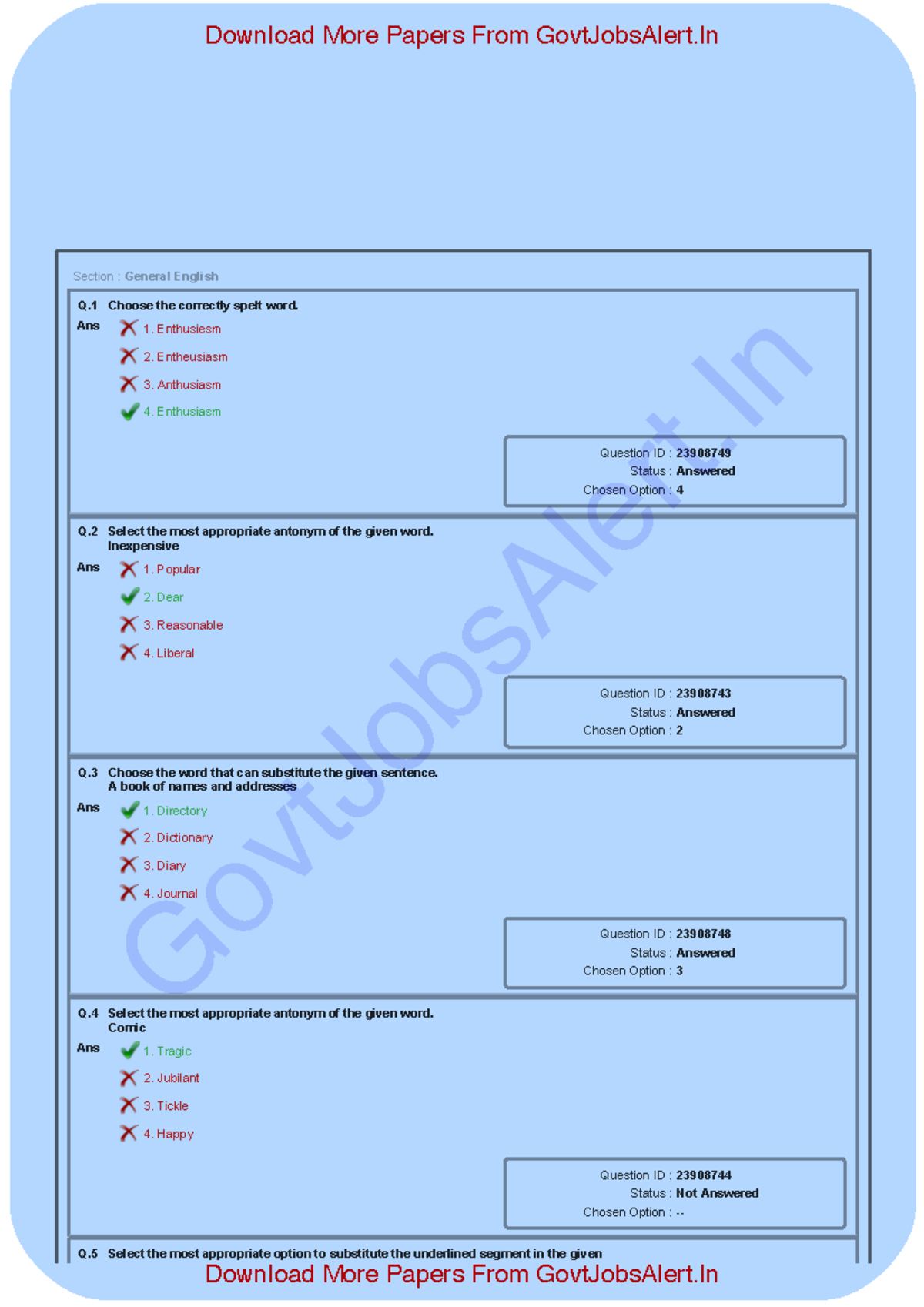 SSC MTS Previous Year Question Paper 2019 - Set 01 - English - AnsQ ...