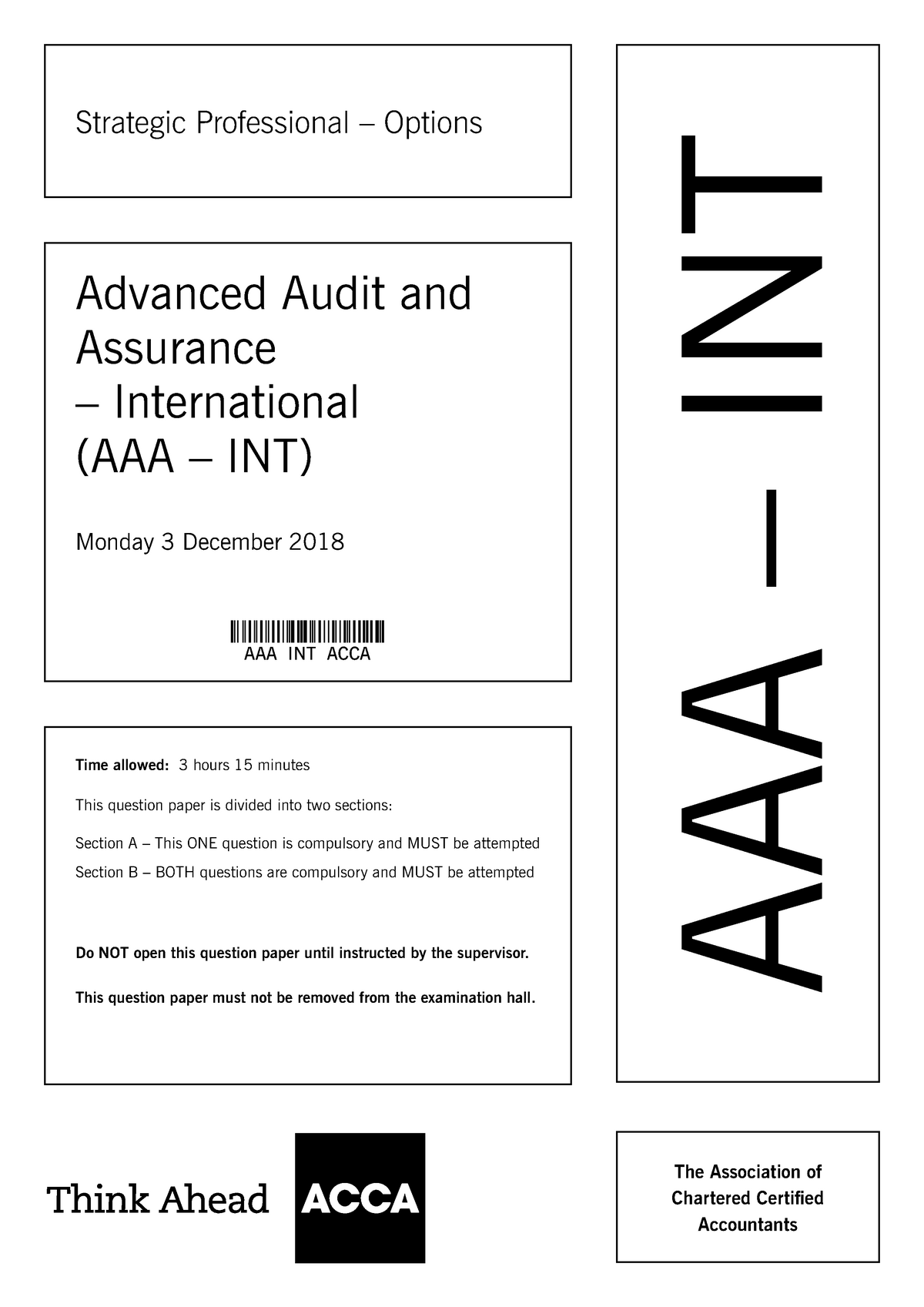 Aaa D18 Practice In Class Strategic Professional Options Advanced Audit And Assurance Studocu