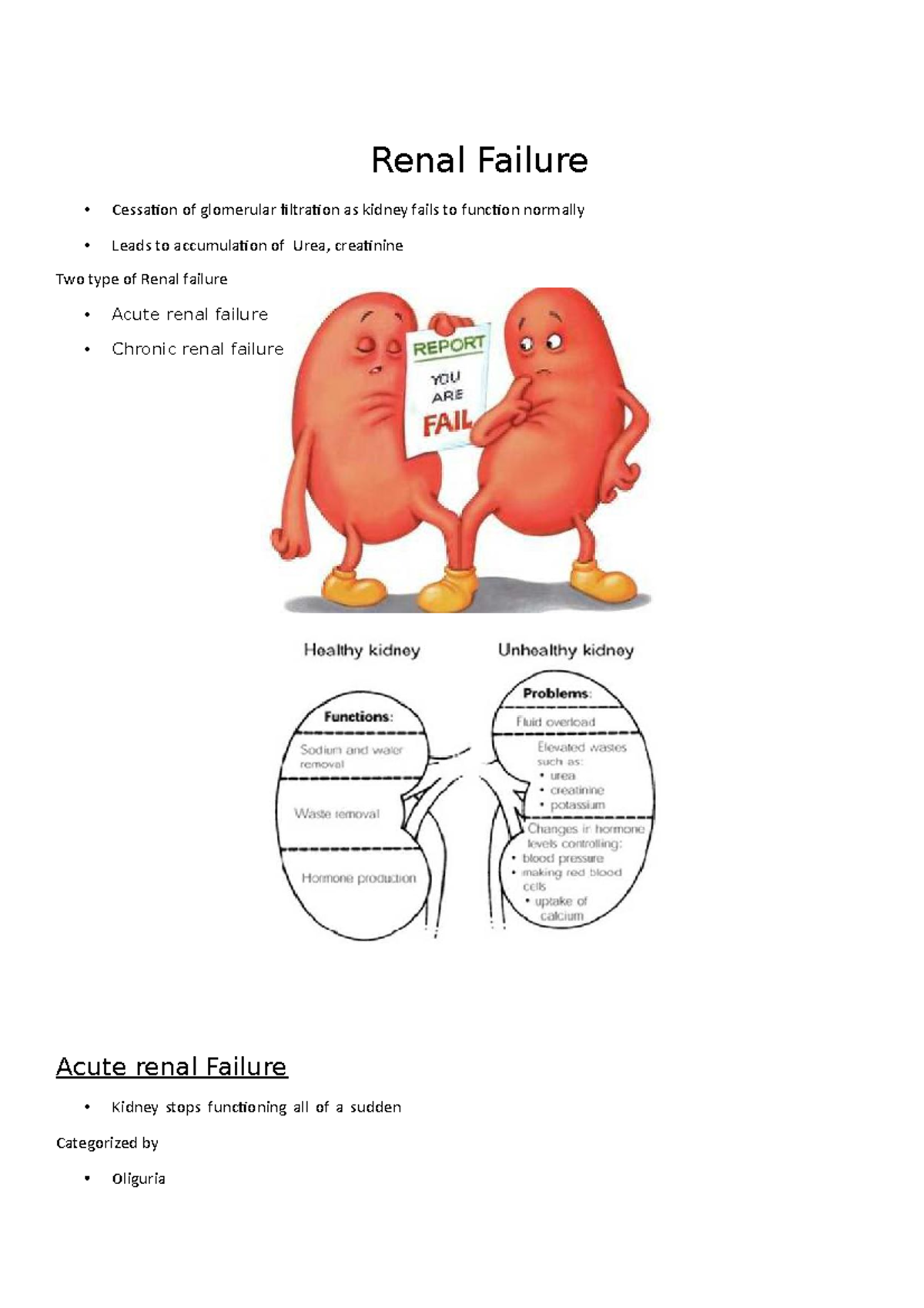 Chapter 31 Renal Failure Renal Failure Cessation of glomerular