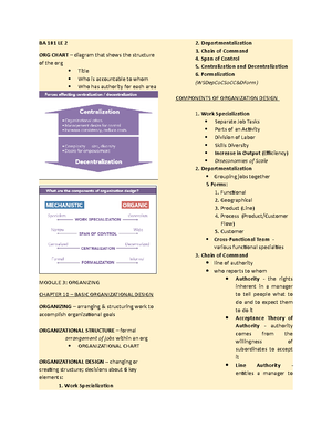 Chapter 15 - Organizational Management - CHAPTER 15 Organizational ...