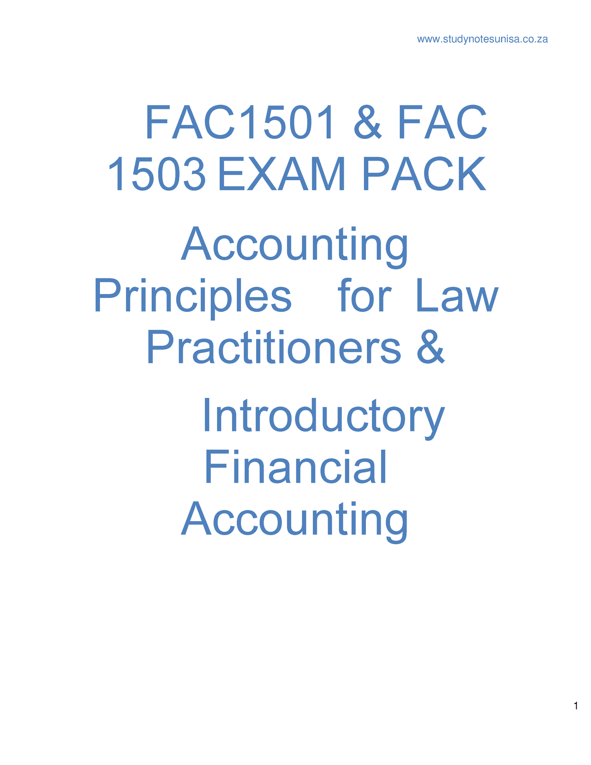 FAC1503-FAC1501- Exampack - Pvl2602 - Unisa - Studocu