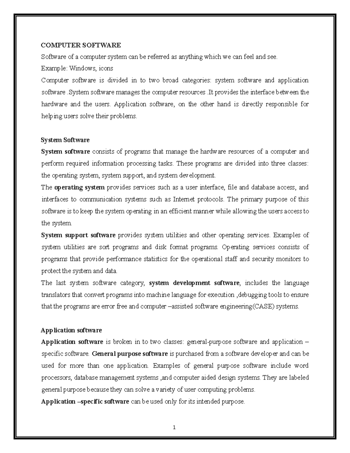 Computer network 4 - COMPUTER SOFTWARE Software of a computer system ...