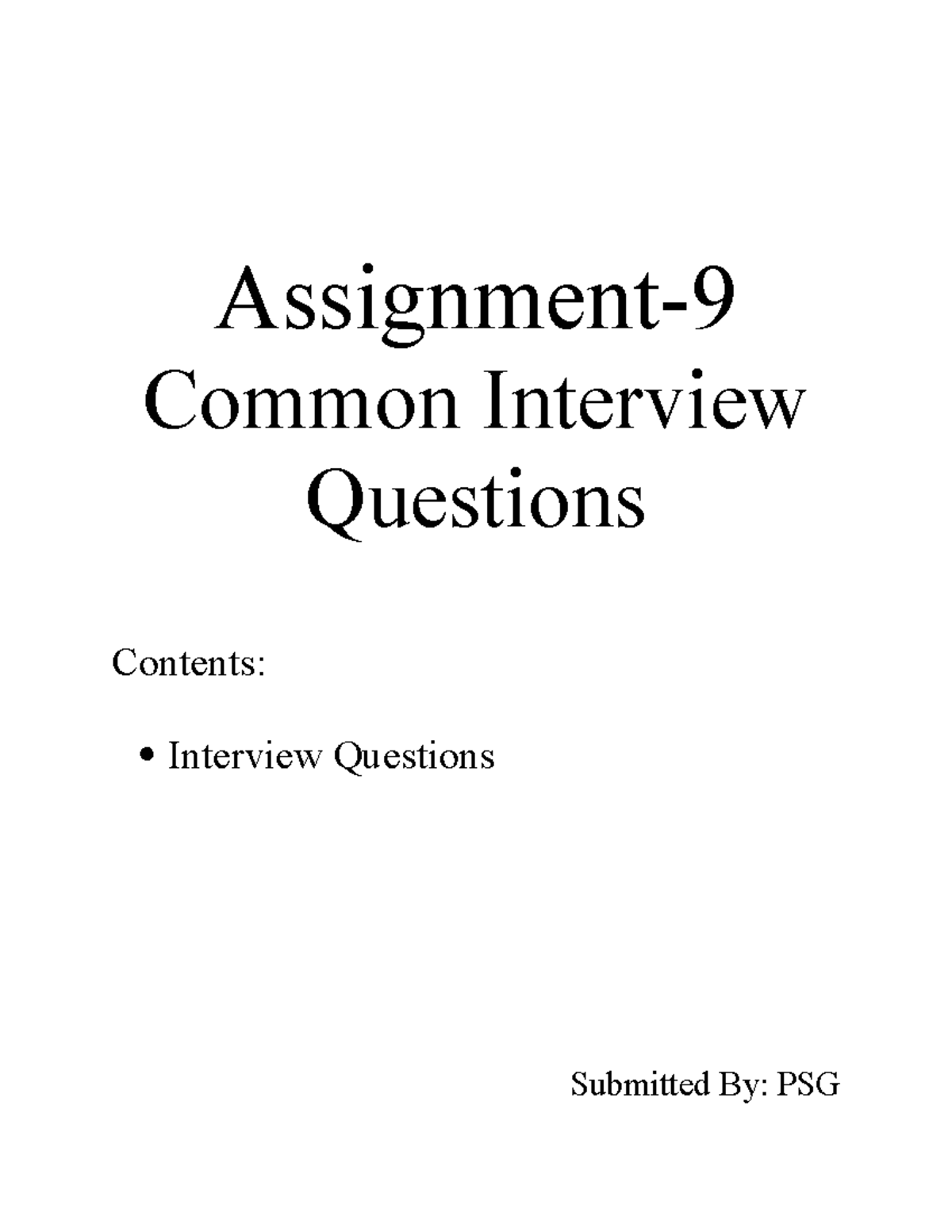 interview questions for assignment