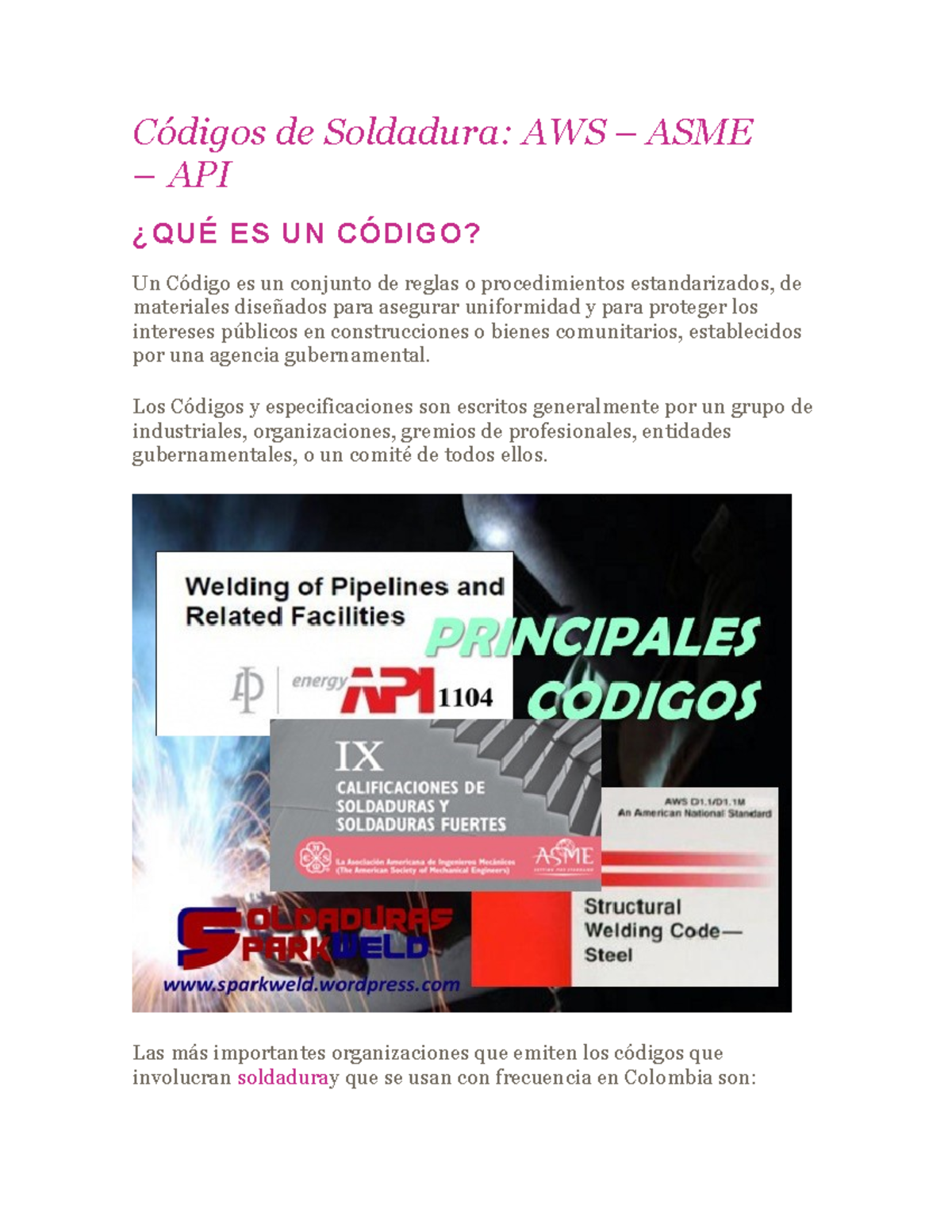 Codigos de Soldadura AWS ASME API - Códigos de Soldadura: AWS – ASME ...