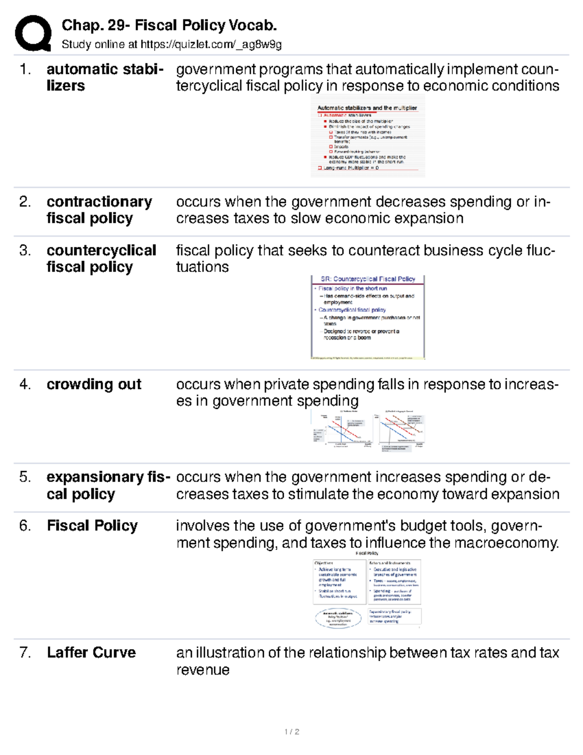 Chap. 29- Fiscal Policy Vocab - Chap. 29- Fiscal Policy Vocab. Study ...