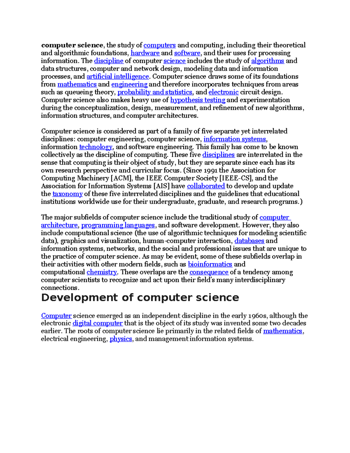 Cs 2 - Notes - Computer Science, The Study Of Computers And Computing ...