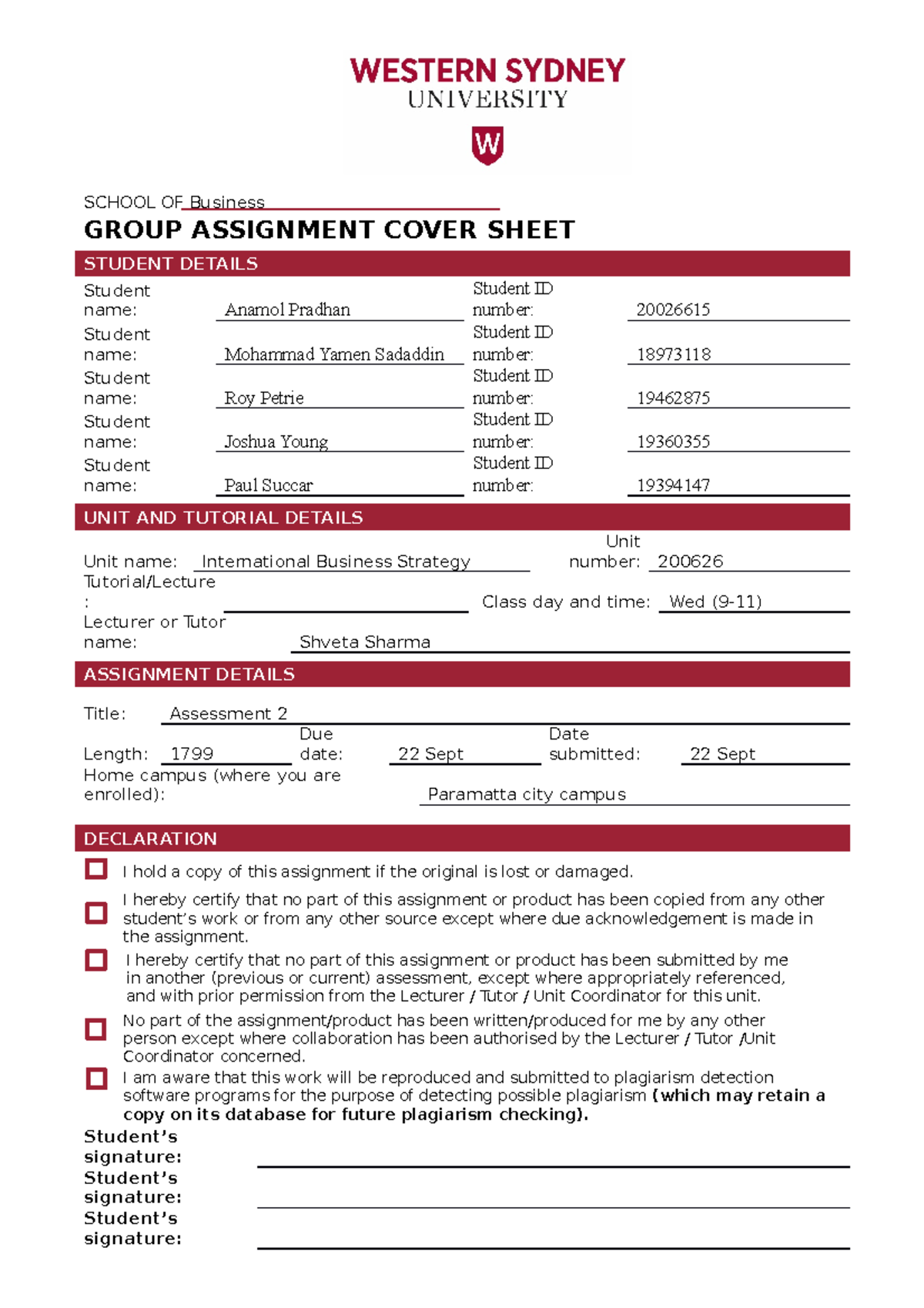 IBS-group - Manadatory assignment for presentation - SCHOOL OF Business ...