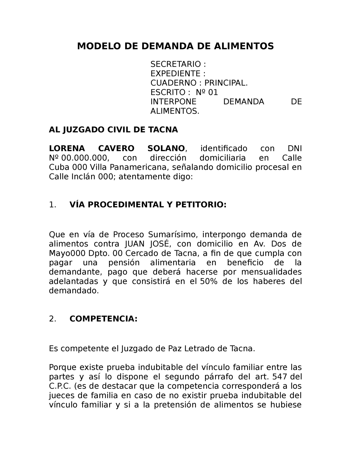 Modelo DE Demanda DE Alimentos Tacna MODELO DE DEMANDA DE ALIMENTOS