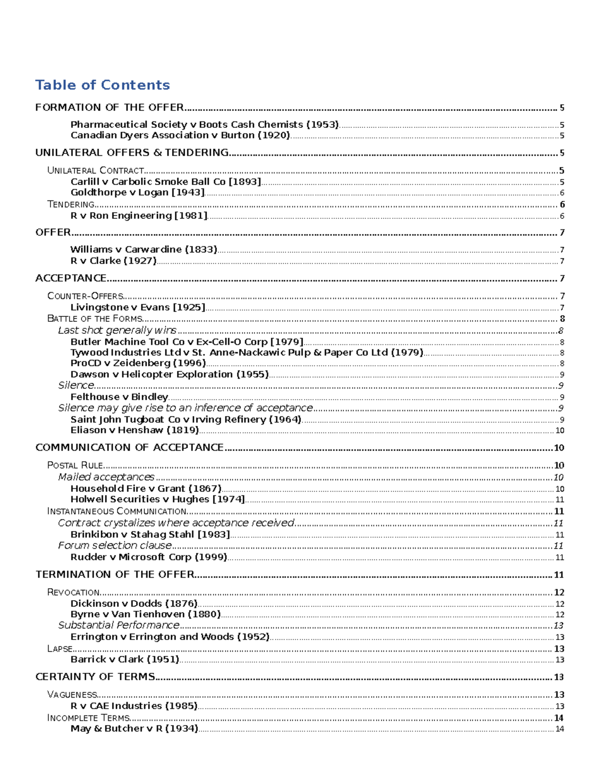 Contracts Fall 2019 - Table of Contents FORMATION OF THE - Studocu