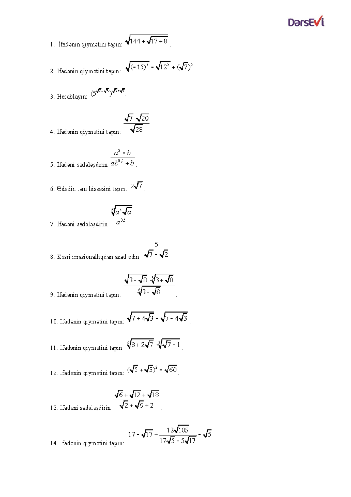Мат 9 АЗ УУ Корни+Квадратные уравнения Наиля 02.04 - 1. Ifad?nin ...