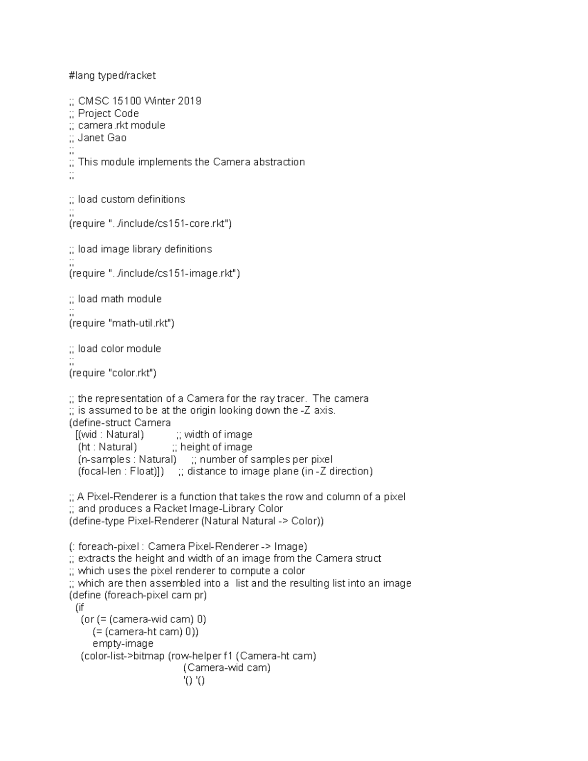 Racket - Final project - CMSC 15100 Winter 2019 Project Code camera ...