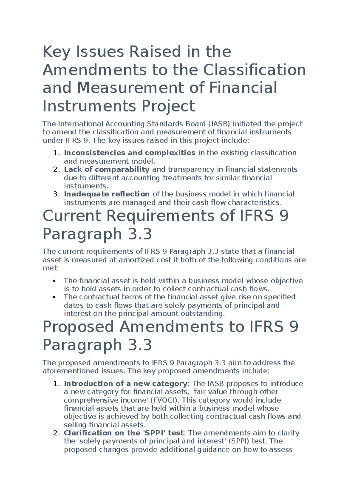 Ifrs 9 3 summary of ifrs 9 3 3 and their advantages and disadvantages