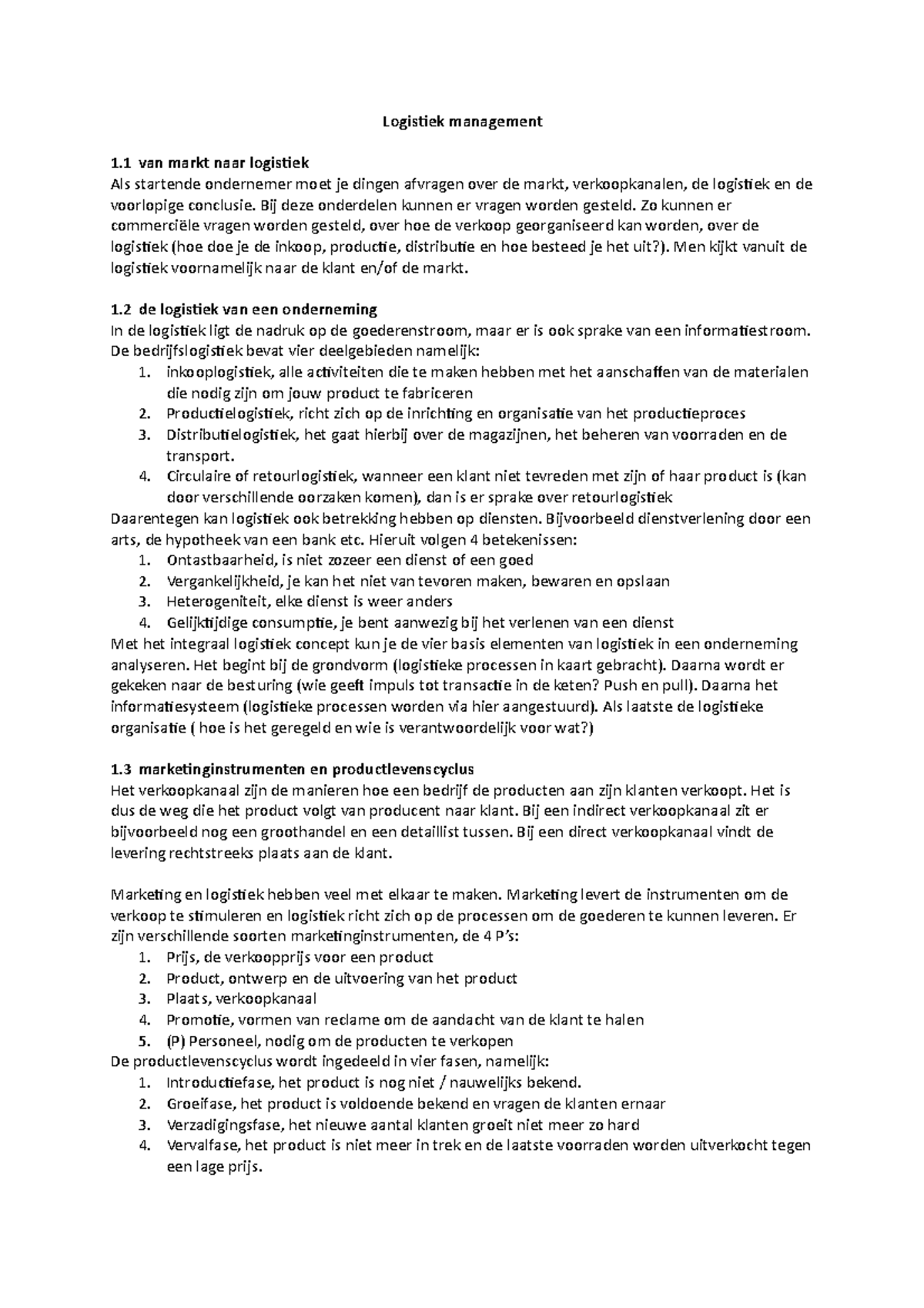 Logistiek Management Samenvatting - Logistiek Management 1 Van Markt ...