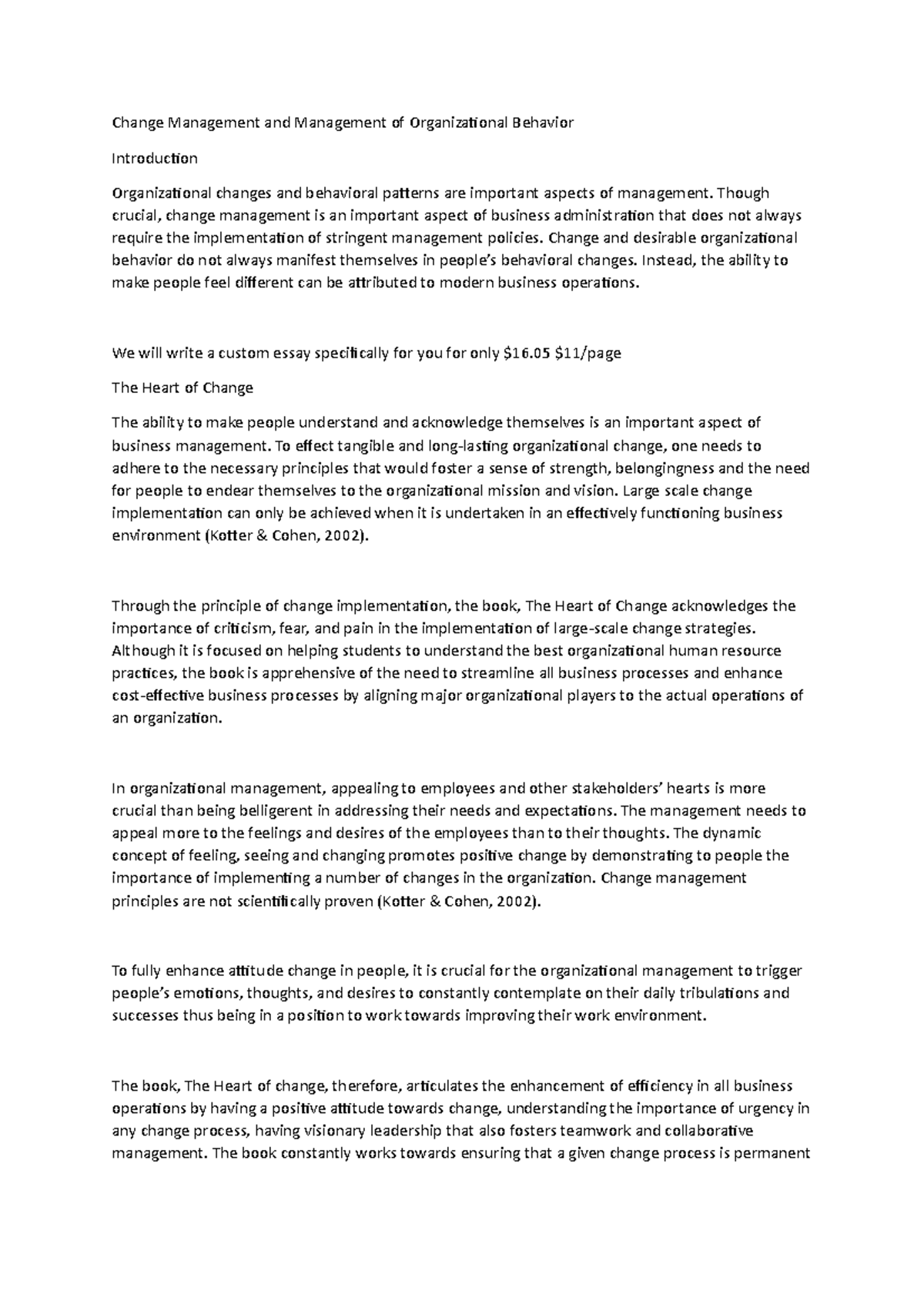 Cource hero 1 - Course material - Change Management and Management of ...